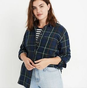 Madewell Flannel Oversized Ex-Boyfriend Button Down T-Shirt sz XXS